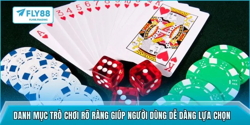 Danh mục trò chơi rõ ràng giúp người dùng dễ dàng lựa chọn 